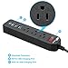 FlePow 1250W/10A 3-Outlet Power Strip with 3 USB Charging Ports