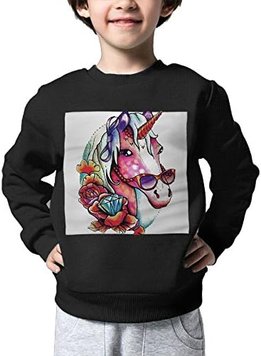 GUIOP VUIPQC Funky Unicorn Girls Sweatershirt Dazzling Girls Crew Neck Sweaters
