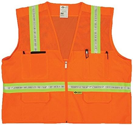 2W 8038-M M Mesh Multi-Pocket Surveyor Vest - Orange44; Medium