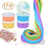 MerryXGift 17 OZ Jumbo Fluffy Slime Set Scented Fluffy Floam Slime Stretchy Slime Toy for Kids Adults - 5 Colors (Orange, Blue, Green, Purple, Yellow)