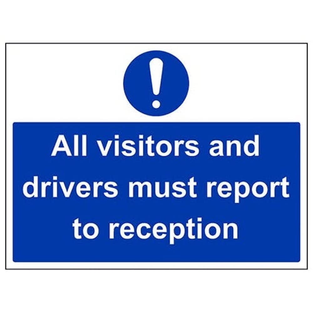 V Safety Mandatory General - Visitors & Drivers Must Report To Reception - 400 X 300mm — image 1