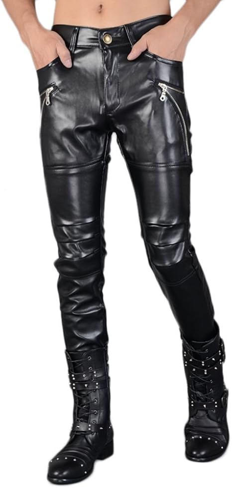 mens faux leather pants amazon