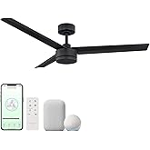 East Grove Home Indoor or Outdoor Breeze 52in 3-Blade Smart Indoor or Outdoor Ceiling Fan in Matte Black Works With iOS or An