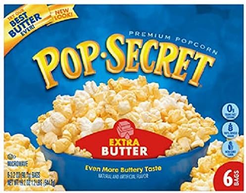 Pop SecretExtra Butter Flavor, Microwaveable, 6-Count, 21-Ounce Box (Pack of 4)