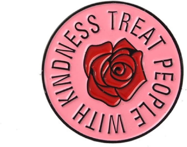 TREAT PEOPLE WITH KINDNESS Red & Pink Enamel 1" Pin Inspired by HARRY STYLES is the Perfect Motivational Message! Nice on a Denim Jacket, Lapel or Book Bag