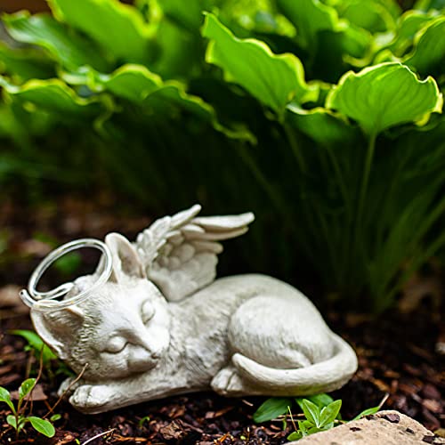 Exhart Cat Statue, Solar Pet Memorial Sleeping Cat Garden Sculpture