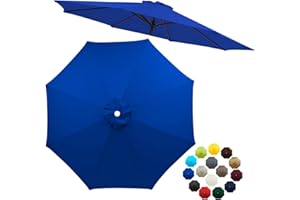 LZXNFZY 6.5ft 7.5ft 9ft 10ft Patio Umbrella Top Canopy Replacement Cloth,6 Ribs 8 Ribs Outdoor Market Table Yard Pool Garden Parasol Umbrella Canopy Replacement UV Protective Covers(Blue,7.5FT(8-ribs))