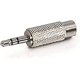 C2G 40637 Adaptador de audio estéreo macho a RCA mono hembra de 0.138 in, compatible con TAA, plata metálica plateada, 1 unid
