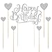 PALASASA Happy Birthday Cake Toppers Silver letters happy birthday and love star,Party decor Decorations,Set of 7