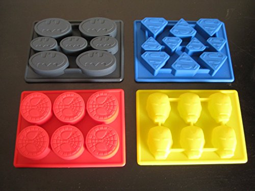 SPIDERMAN BATMAN SUPERMAN IRONMAN BIRTHDAY CAKE PAN CANDY MOLD TRAY SET