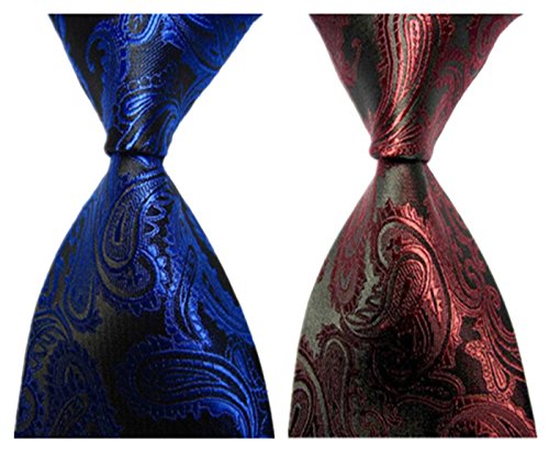 VIGVOG 2 Pcs Classic Paisley Men's Ties Woven Jacquard Neck Ties Cashew Suit Necktie (Set 5)