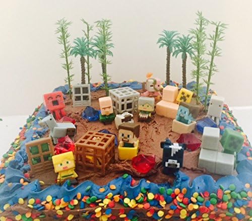 Miner Cake Topper with Mini Figures, Gems and Trees