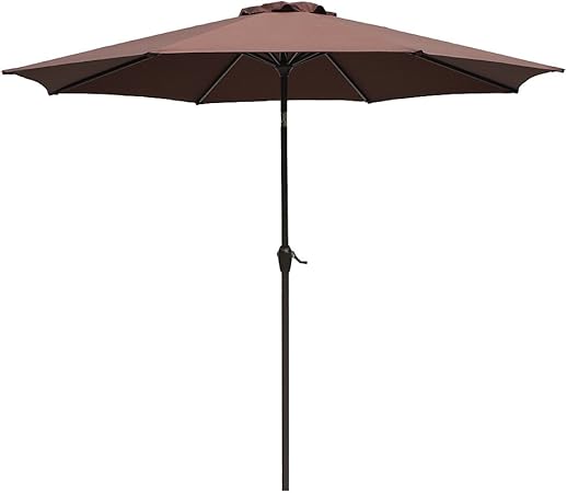 Amazon Com Le Papillon 9 Ft Luxurious Outdoor Patio Umbrella Aluminum Table Market Umbrella 250 Gsm Crank Lift Push Button Tilt Coffee Garden Outdoor