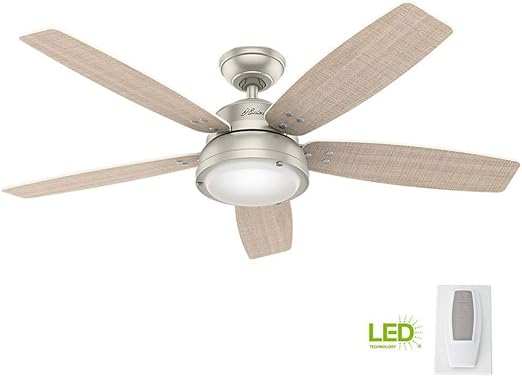 Hunter Channelside 52 In Led Indoor Outdoor Matte Nickel Ceiling