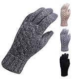 Elma Men's Wool Cable Knit Touchscreen Texting Gloves Mittens for Smartphone Iphone