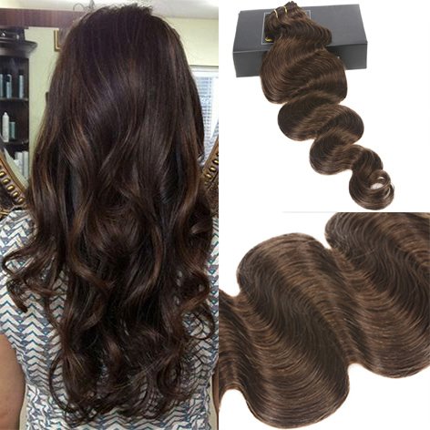 Sunny dark brown #4 wavy clip in hair extensions human …