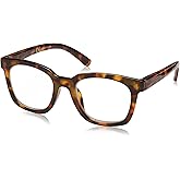 Peepers by PeeperSpecs Women's to The Max Square Blue Light Blocking Reading Glasses, Tortoise, 49 + 1.75