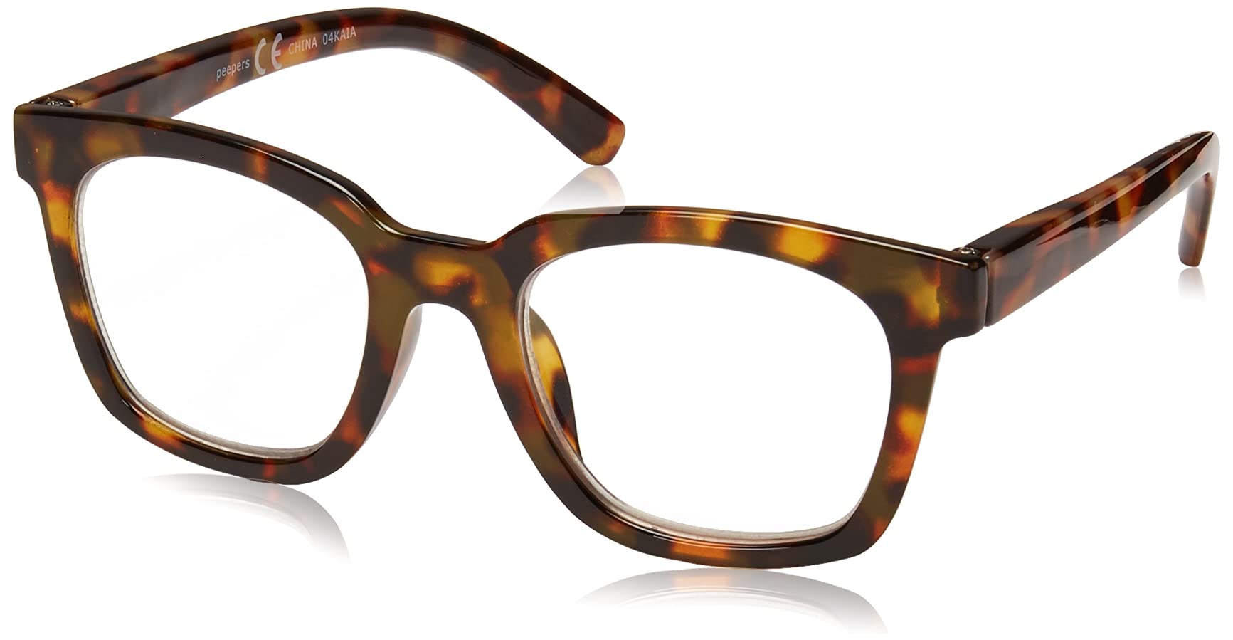 Photo 1 of Peepers by PeeperSpecs Women's to The Max Square Blue Light Blocking Reading Glasses, Tortoise, 49 + 2.25