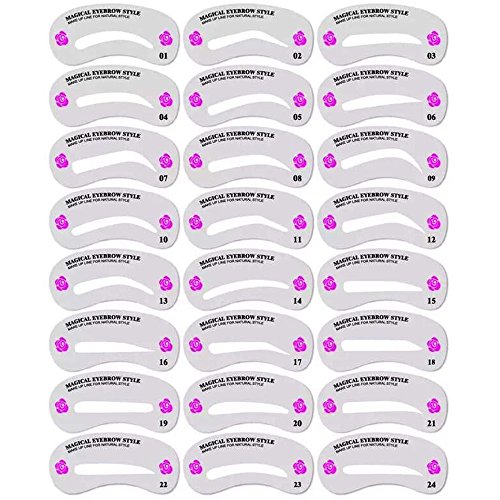 24 Styles Eyebrow Template Eyebrow Shaping Stencils Grooming Kit Makeup Shaper Set Template Tool Eyebrow Makeup Grooming Templates DIY Beauty Accessories Professional Beauty Tool (White)