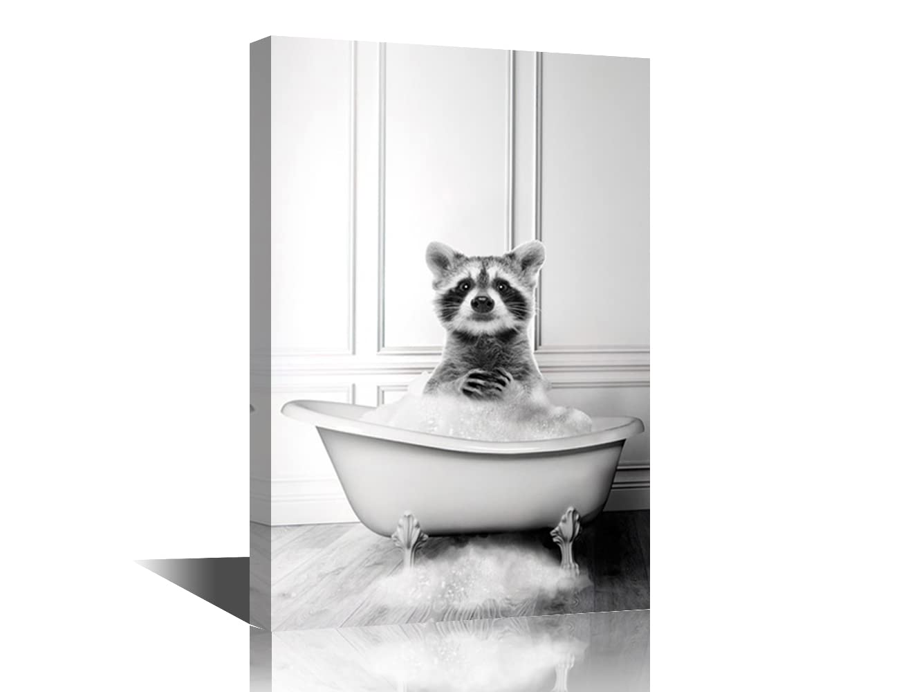 TISHIRON Funny Bathroom Wall Art Prints, Kids Decor Bear Pictures Decor, Modern Black and White Animal Posters, Cute Canvas Prints for Kids(16x24 In)