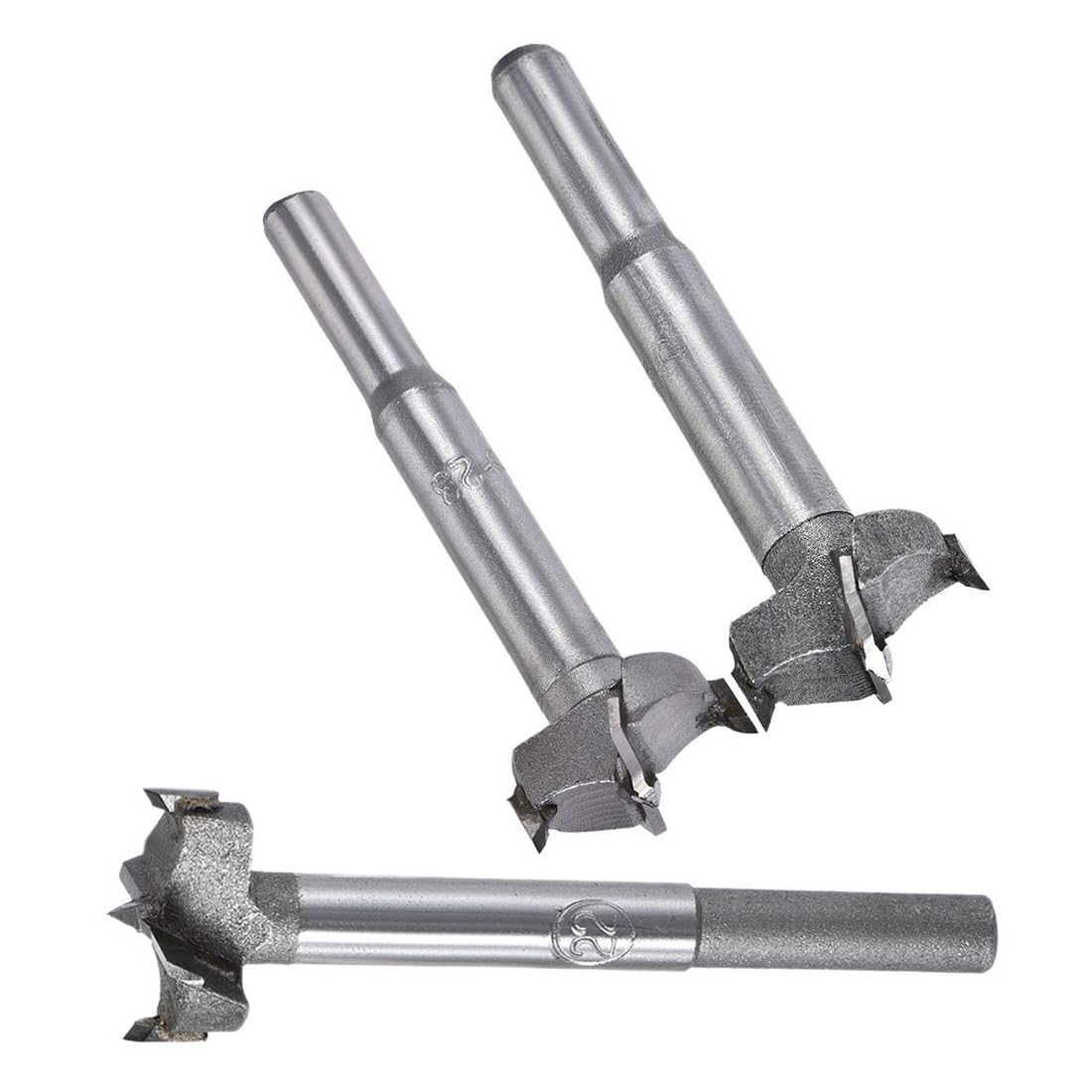 MACHSWON 3 PCS Forstner Drill Bits Tungsten Carbide Wood Hole Saw Opener Drill Bit 22mm+23mm+24mm Woodworking Drilling Boring Bit Cutter