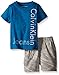 Calvin Klein Baby-Boys Blue Single Dyed Jersey Tee and Canvas Shorts