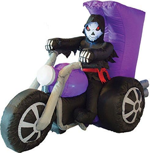 Confettery Halloween Decoration Inflatable Skeleton Motorcycle (1 Pack) – 220 cm, Multi-Colour