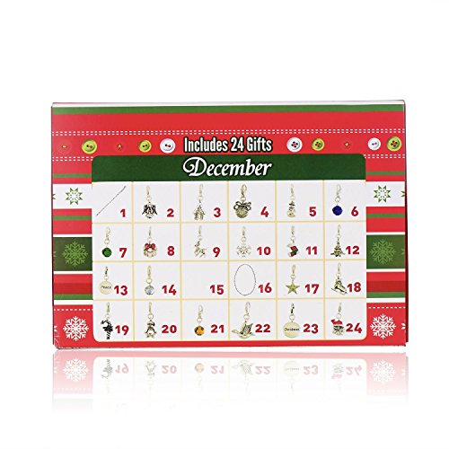 Christmas Advent Calendar Charm Necklace Bracelet DIY 24 Charms Set Fashion Jewelry For Christmas Party