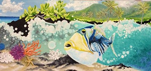 Humu Reef - Print of Original Artist Painting Printed on A Wood Canvas