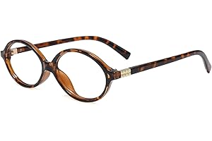 Slocyclub Fashion Oval Blue Light Blocking Glasses for Women Men Vintage Oval Small Frame Eyeglasses Retro Glasses, Whiskey Tortoise