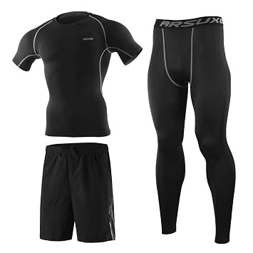 Lixada 3 Pcs Mens Workout Clothes Setgym Compression Set With Compression Pantsshort Sleeve Shirts And Loose Fitting Shorts For Running Cycling #workout #compression #shorts Lixada 3 Pcs Mens Workout Clothes Setgym Compression Set With Compression Pantsshort Sleeve Shirts And Loose Fitting Shorts For Running Cycling