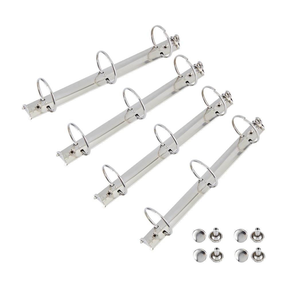 SUPERFINDINGS 4PCS 3-Ring Binder Mechanism A4 Notebook Mechanism Replacement Kit Metal Clip Ring Binder O Rings Binding Spines Combs, Inner Diameter: 4cm