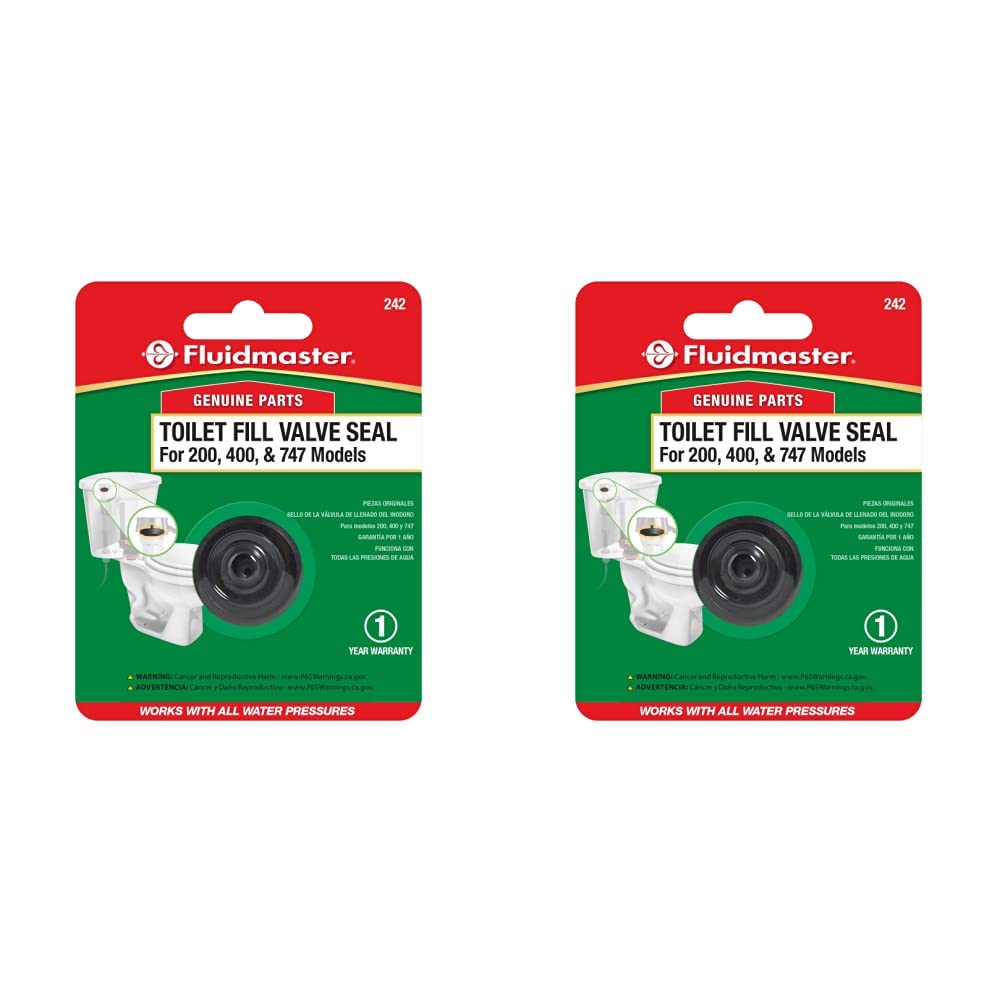 Fluidmaster 242 Toilet Fill Valve Seal Replacement Part, Fits 400A Fill Valve, Black (Pack Of 2
