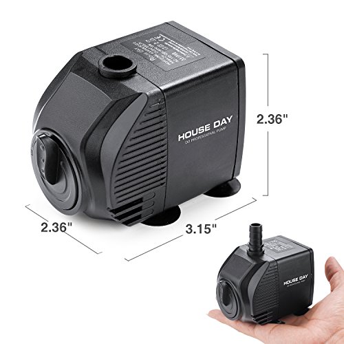 image for HOUSE DAY 173 GPH (650 LPH, 12W) Adjustable Flow Garden Submersible Wa