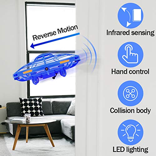 Mini Drones Infrared Induction RC Flying Toy for Kids and Adults-Built-in LED Light Disco Helicopter Shining Colorful Flying Drone Indoor and Outdoor Games Toys for Boys and Girls
