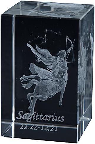 Philosophers 3d Laser Crystal Paperweight Subsurface Engraved 12 Constellations Sagittarius Custom Names and Blessings Acceptable White