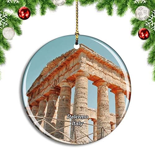 ついに入荷 Weekinoイタリアパレルモシチリアクリスマスデコレーションオーナメントクリスマスツリー ペンダントデコレーションシティトラベルお土産コレクション磁器2 85インチ