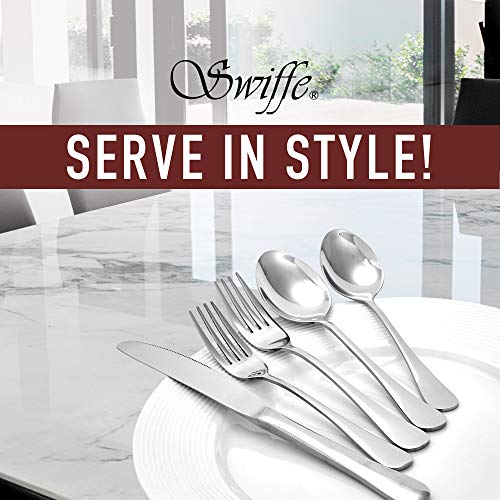 20 Piece 18/10 Stainless Steel Silverware Set - Multipurpose Flatware Utensils for Party, Wedding, Restaurant, Home Dining, Elegant Mirror Finish - Durable, Dishwasher Safe - Service for 4 - by Swiffe - Thumbnail 5