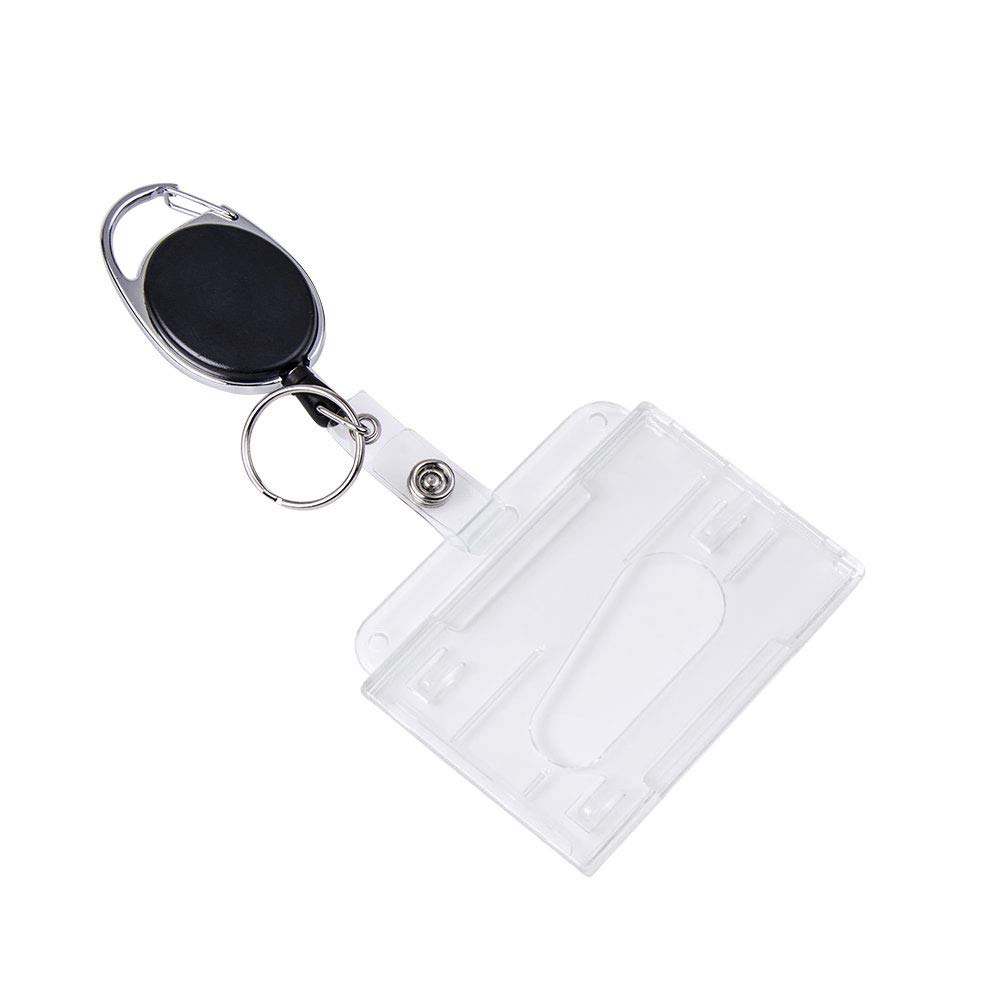 Vicloon ID Card Holder and Retractable Reel Set,Badge Holder with Reel Clip for Identity Card Pass Badge (1 PCS)