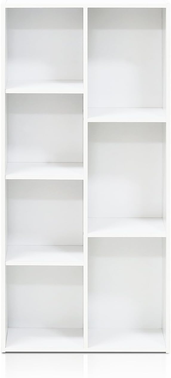 Furinno 7-Cube Reversible Open Shelf, White: Furniture & Decor