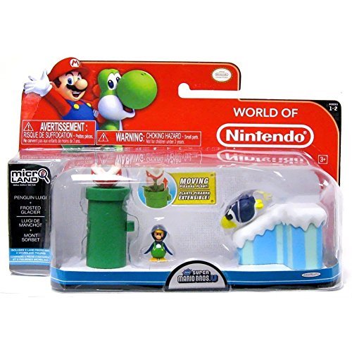 New Super Mario Bros U Micro Land Penguin Luigi & Frosted Glacier Playset