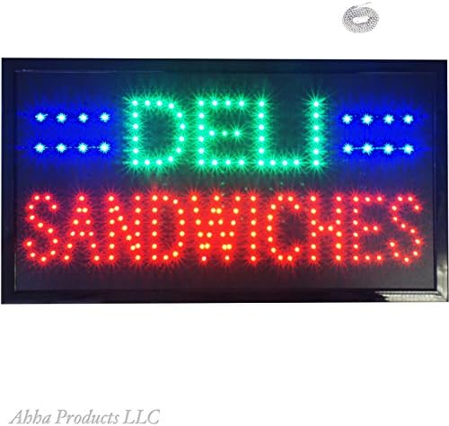 Large 24x13" Deli Sandwiches Meat Sub Shop Restaurant LED Open Store Sign neon