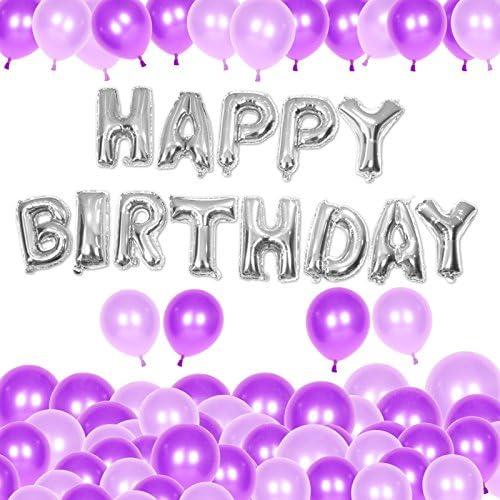 Happy Birthday Balloons, Aluminum Foil Banner Balloons for Birthday Party Decorations and Supplies (Purple love)