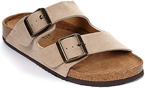 Orly Shoes Women's Two Buckle Strap Vegan Suede Footbed Slide Sandal