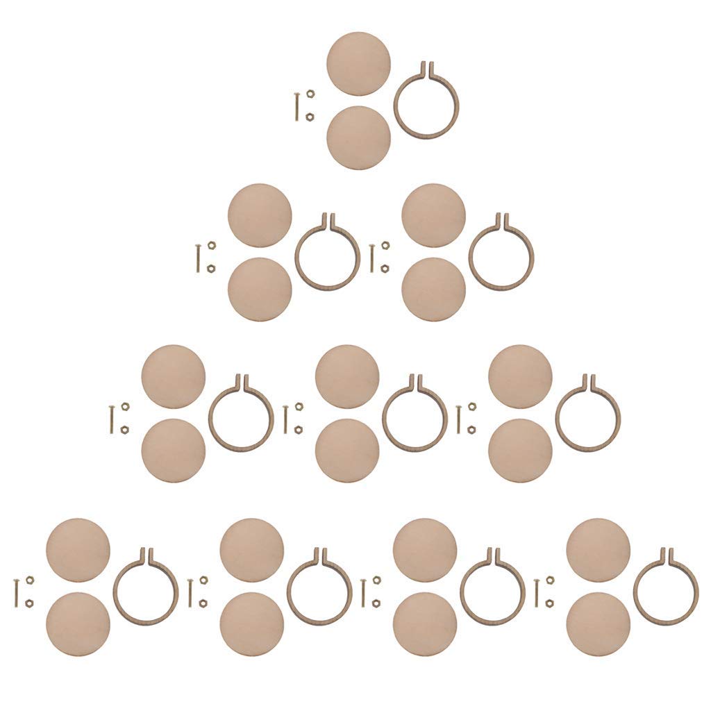 10 Pieces Mini Wood Hoops Punched for Cross Stitch Round Embroidery Hoop Frame Cross Stitch, Arts, DIY Crafts Tool (XS - 3cm*2.5cm,External Dimension)