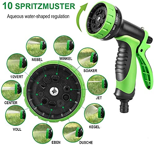 Vivibel Gartenschlauch, Flexibler Gartenschlauch 30m, Dehnbarer Flexschlauch Gartenschlauch, Flexi Gartenteich Schlauch mit 10 Funktion Garten Handbrause für Autowäsche, Gartenbewässerung, Yard