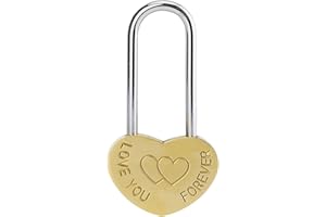 VeYocilk Love Lock Single Heart Padlock: 3.5" 50mm Engraved Love-You-Forever Wish Lock Without Key Everlasting Love for Lovers Wedding, Valentines, Anniversary, Travel, Valentines Day(NO Key)