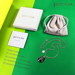 JADENOVA Natural Black Agate Necklace Healing Black