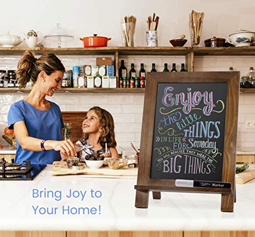 ChalkPro Wooden Framed Standing Chalkboard Sign + Includes White Chalk Marker | Magnetic Non-Porous Memo Board | Rustic DÃ©cor for Kitchen, Home, Bar, Countertop, Wedding, CafÃ©, Party, and Restaurant