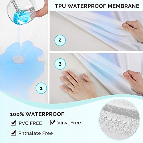 Beclecor Waterproof Mattress Protector， Breathable Comfortable Smooth Surface Mattress Cover for Maximum Protection ，18” Deep Pocket -Queen